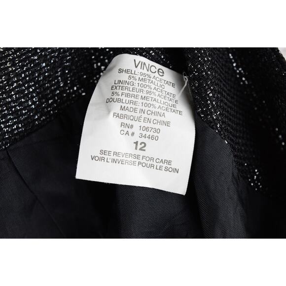 Vince Designer Black Shimmery Metallic Pleated Mini Skirt w/ Pockets Size 12 - Picture 10 of 10